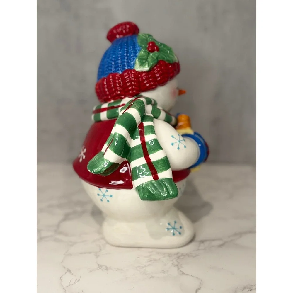 Studio Nova Festive Frosty Snowman Cookie Jar KT700 Christmas Holiday Ceramic